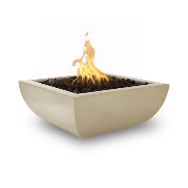 Top Fires Avalon 36-inch Square Concrete Gas Fire Bowl Vanilla