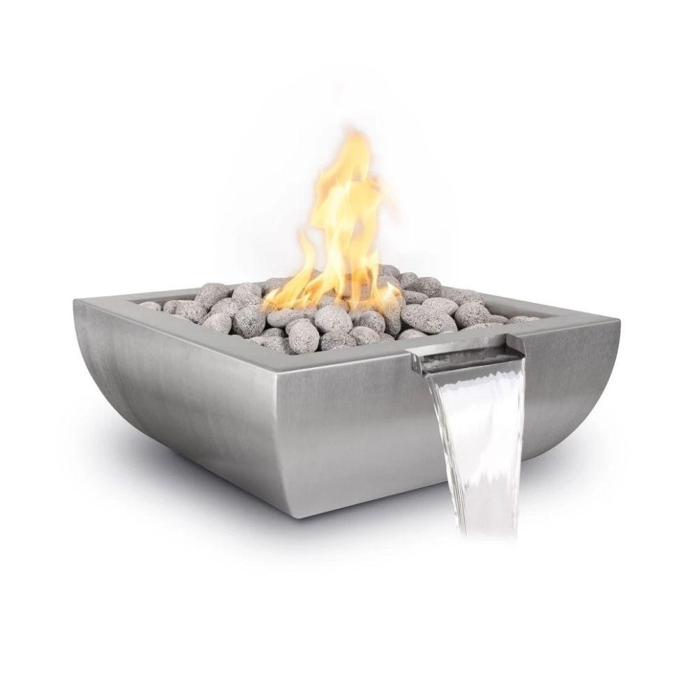 Top Fires Avalon Square Stainless Steel Gas Fire and Water Bowl - Match Lit