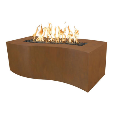 Top Fires Billow Rectangular Corten Steel Gas Fire Pit Table