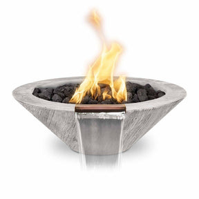 Top Fires Cazo Wood Grain Ivory GFRC Gas Fire and Water Bowl - front view