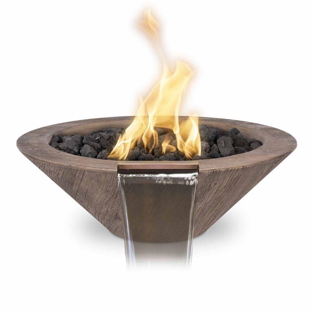 Top Fires Cazo Wood Grain Oak GFRC Gas Fire and Water Bowl