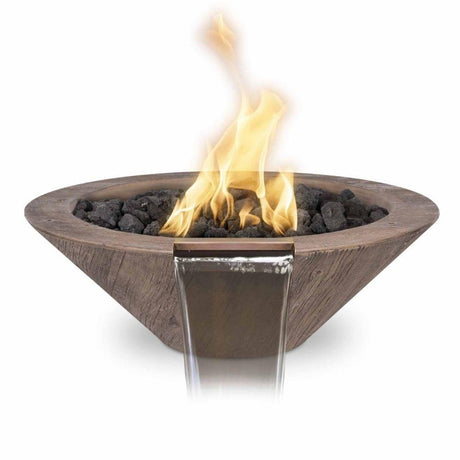 Top Fires Cazo Wood Grain Oak GFRC Gas Fire and Water Bowl
