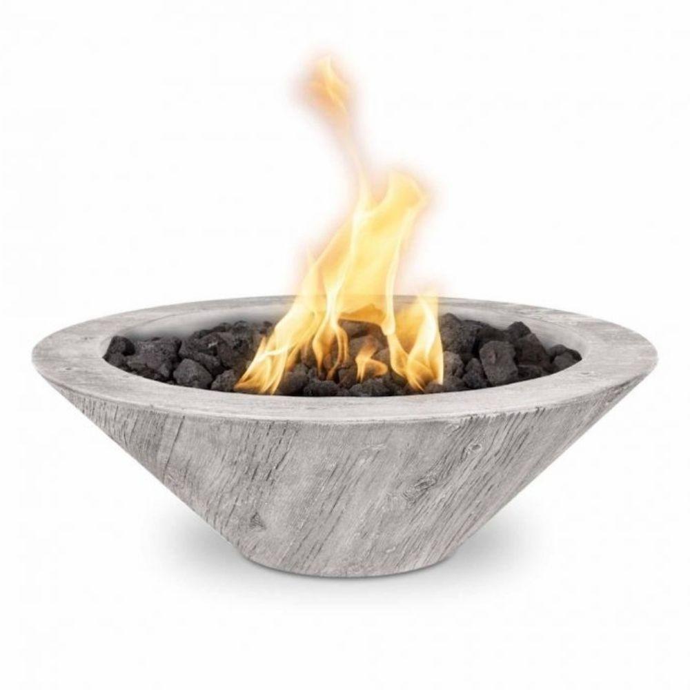 Top Fires Cazo Wood Grain Ivory GFRC Gas Fire Bowl - Match Lit