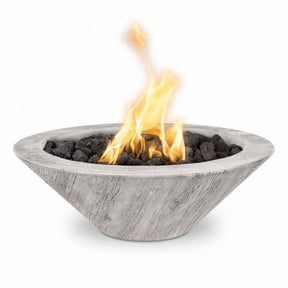 Top Fires Cazo Wood Grain Ivory GFRC Gas Fire Bowl - Match Lit