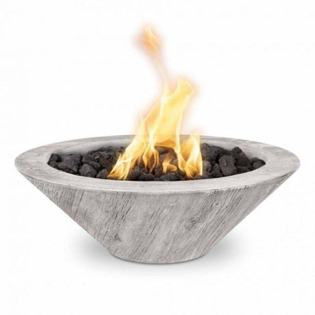 Top Fires Cazo Wood Grain Ivory GFRC Gas Fire Bowl - Match Lit