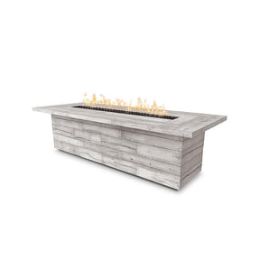 Top Fires Laguna Rectangular GFRC Fire Table in Ivory - front view