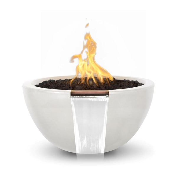 Top Fires Luna Round Concrete Gas Fire and Water Bowl Limestone - installation view