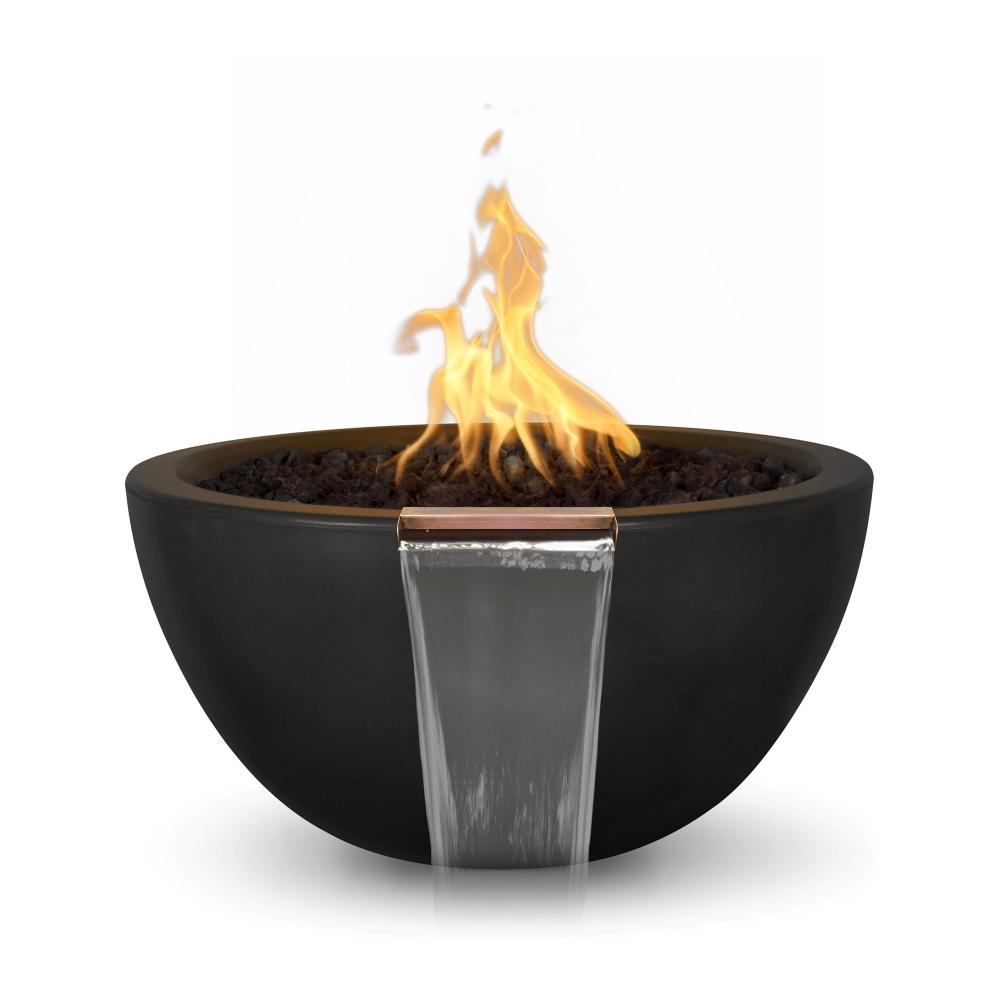 Top Fires Luna Round Concrete Gas Fire and Water Bowl Black