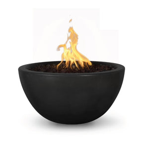 Top Fires Luna Round Concrete Gas Fire Bowl - Match Lit - front view