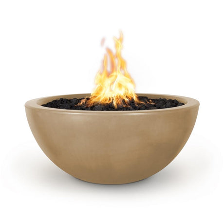 Top Fires Luna Round Concrete Gas Fire Pit Brown