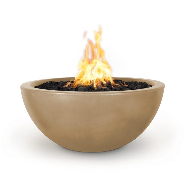 Top Fires Luna Round Concrete Gas Fire Pit Brown