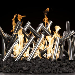 Top Fires Polished Steel Logs for Gas Fire Pits - side view