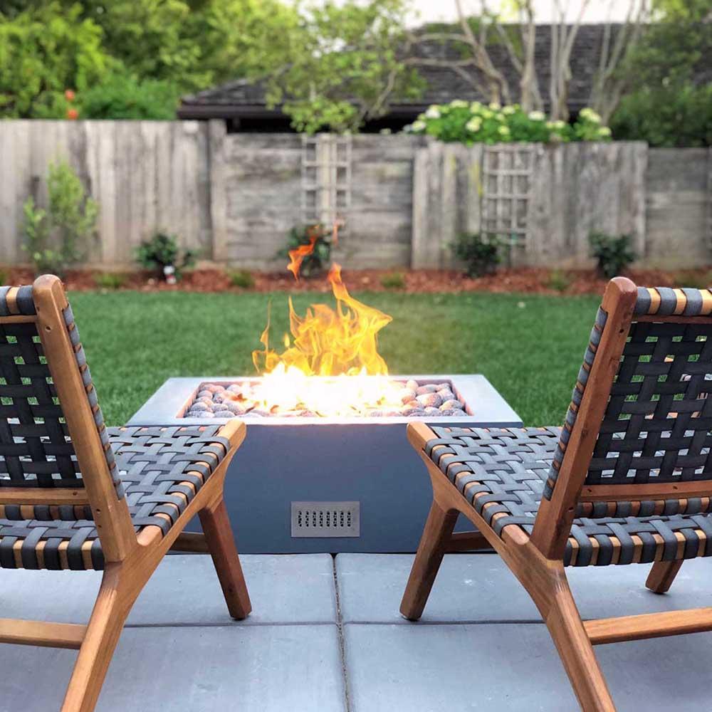 Top Fires Quad GFRC Gas Fire Pit in outdoor patio