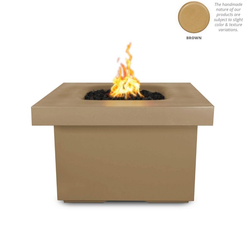 Top Fires Ramona 36" Square GFRC Gas Fire Pit Table in Brown