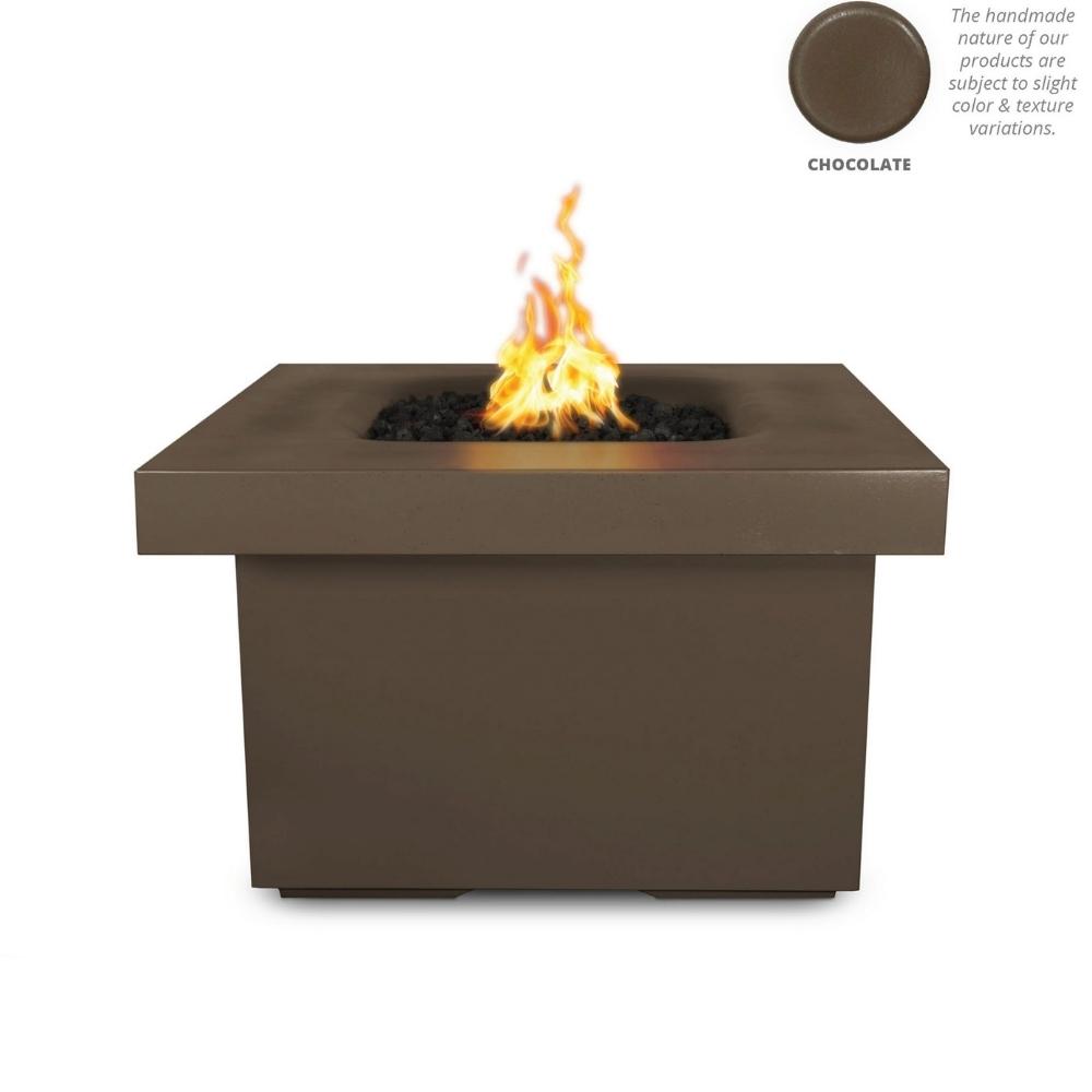 Top Fires Ramona 36" Square GFRC Gas Fire Pit Table in Chocolate
