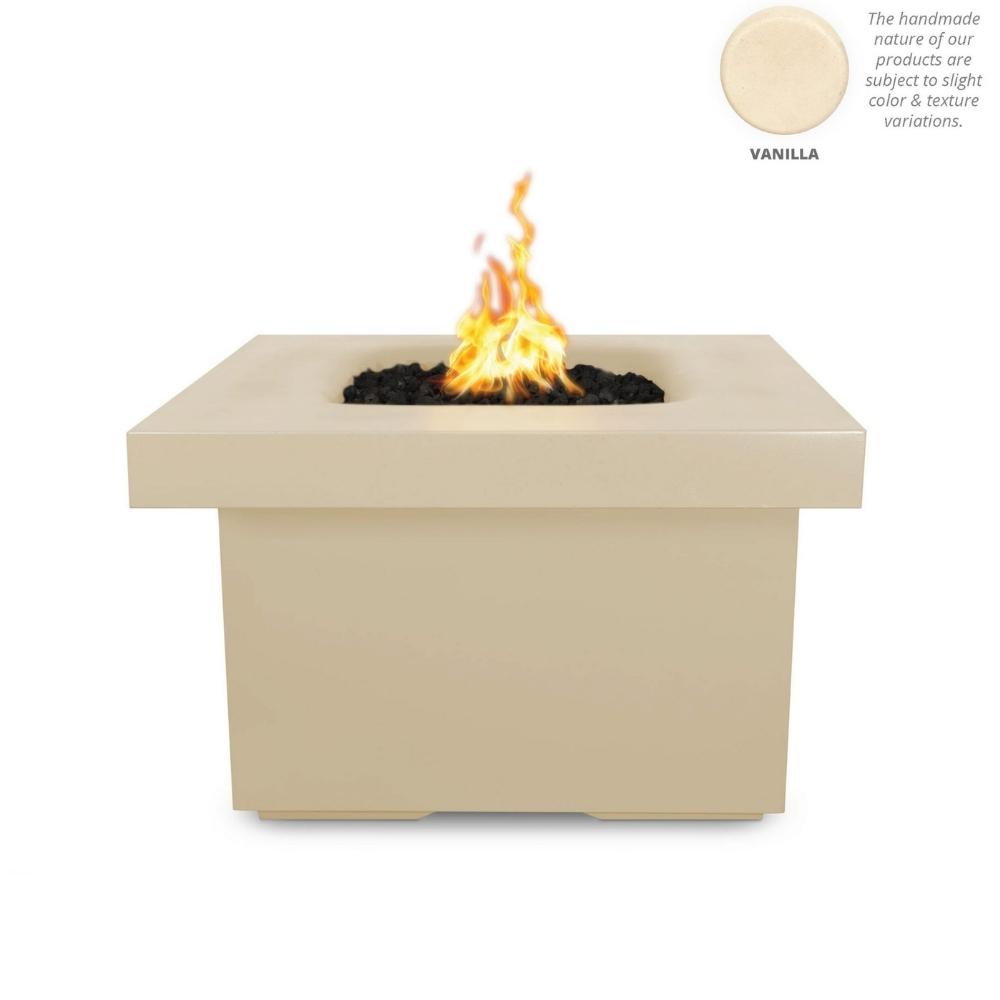 Top Fires Ramona 36" Square GFRC Gas Fire Pit Table in Vanilla
