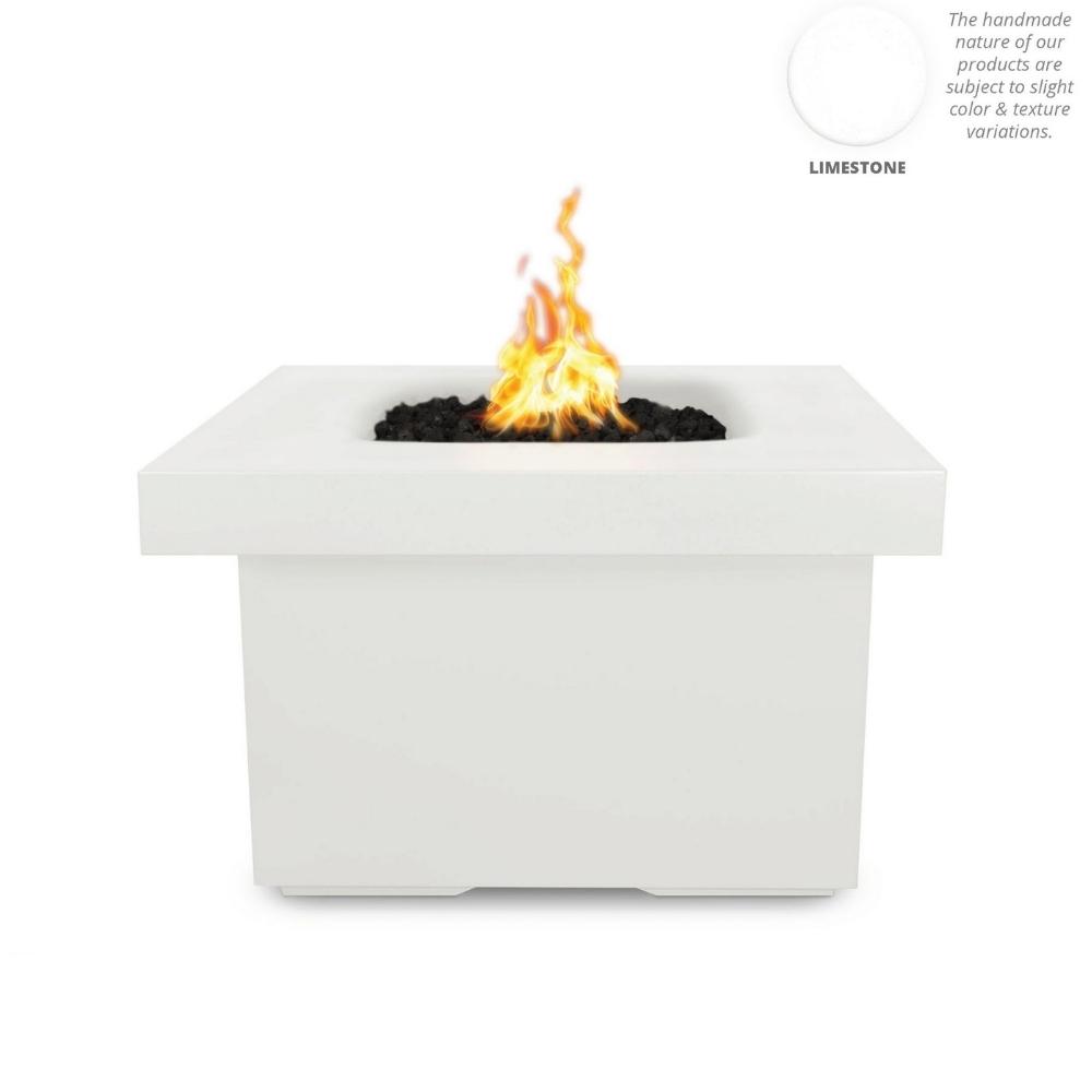 Top Fires Ramona 36" Square GFRC Gas Fire Pit Table in Limestone