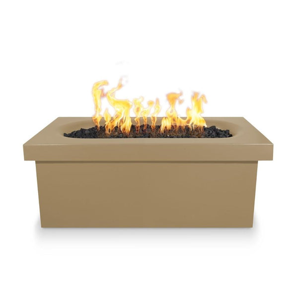 Top Fires Ramona 60" Rectangular GFRC Gas Fire Pit in Brown - close-up view