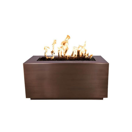 Top Fires Rectangular Copper Gas Fire Pit - Match Lit