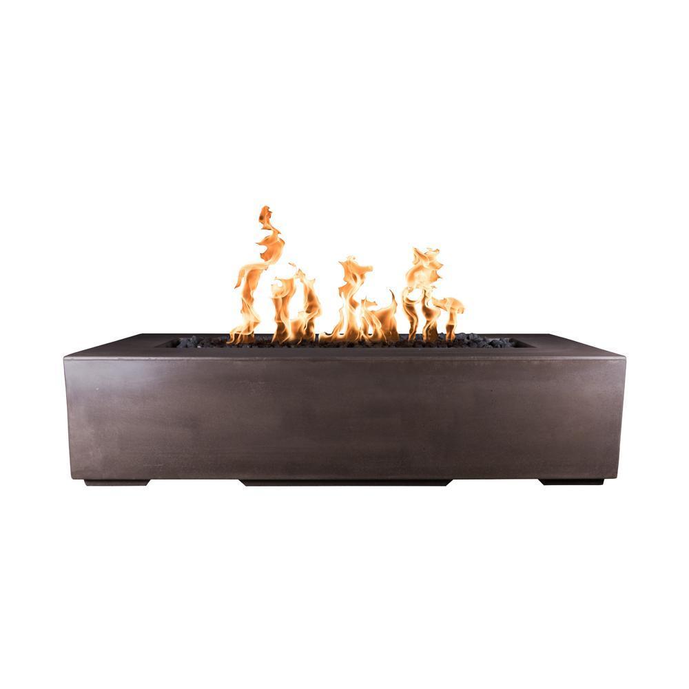 Top Fires Rectangular Regal GFRC Gas Fire Pit in Chocolate