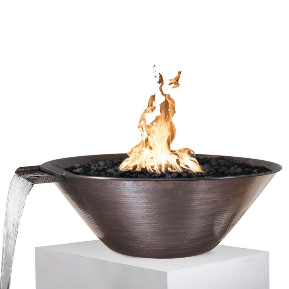 Top Fires Remi 31" Round Copper Gas Fire and Water Bowl - Match Lit