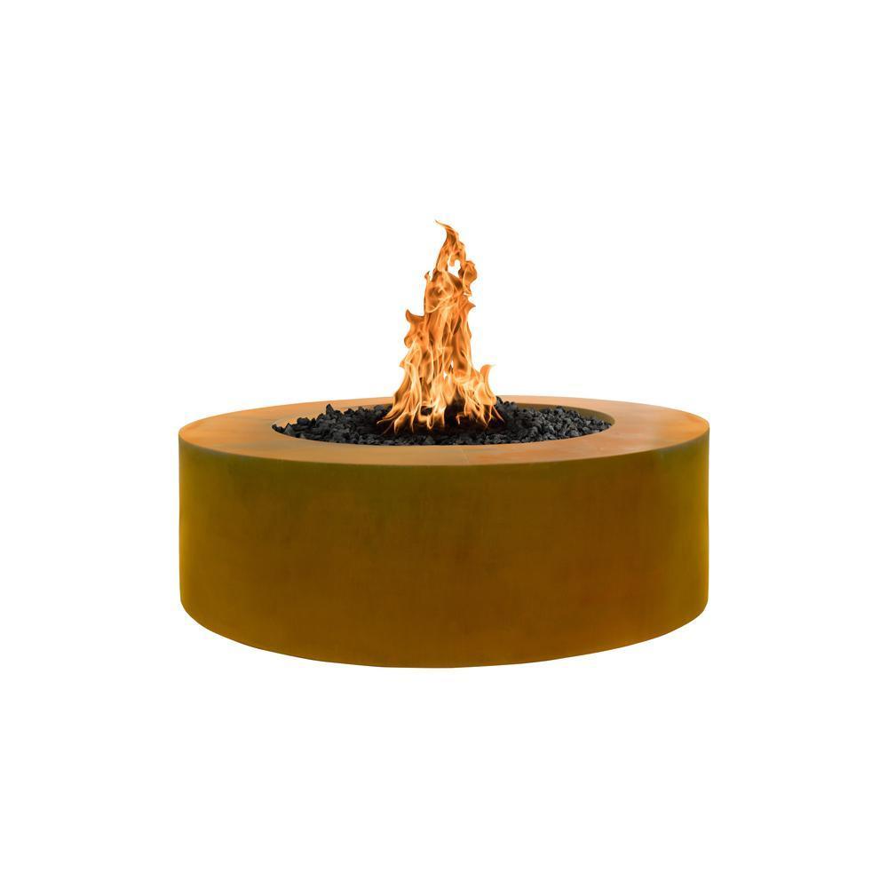 Top Fires Round Corten Steel Gas Fire Pit - Match Lit