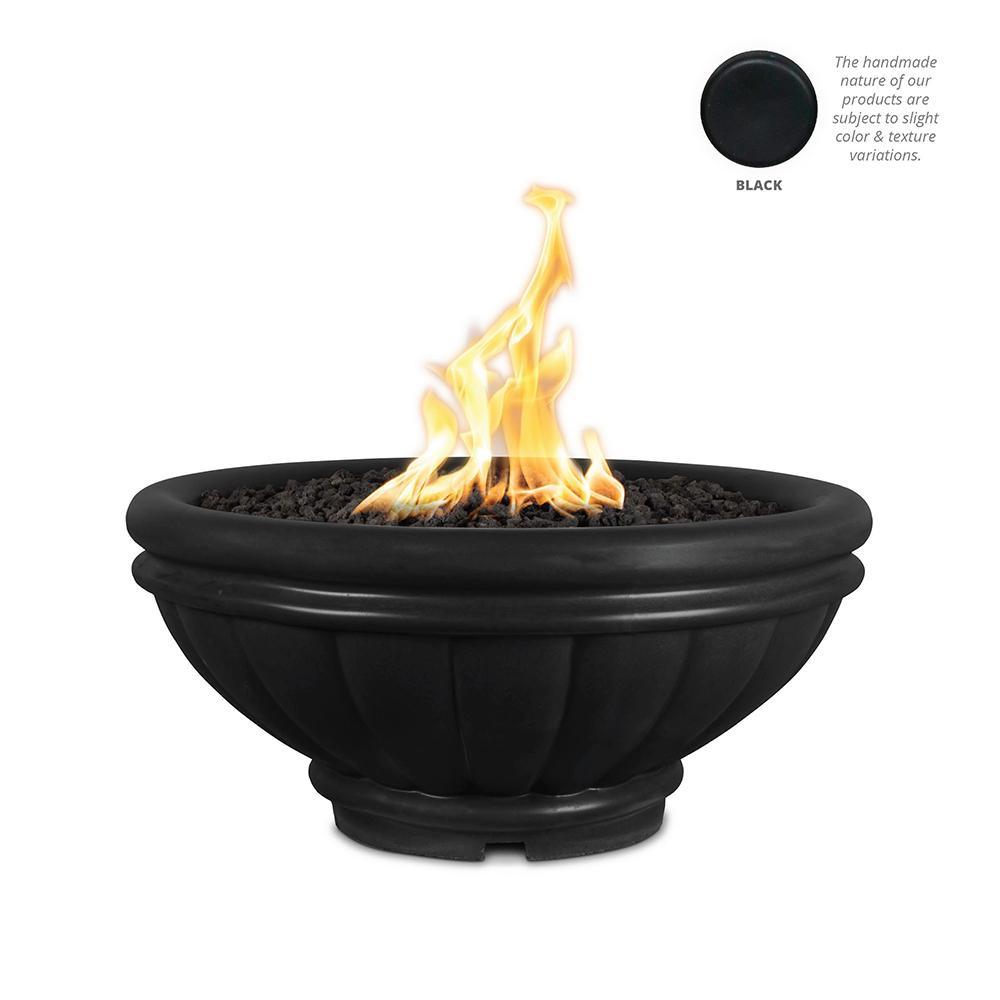 Top Fires Round Roma GFRC Gas Fire Pit in Black