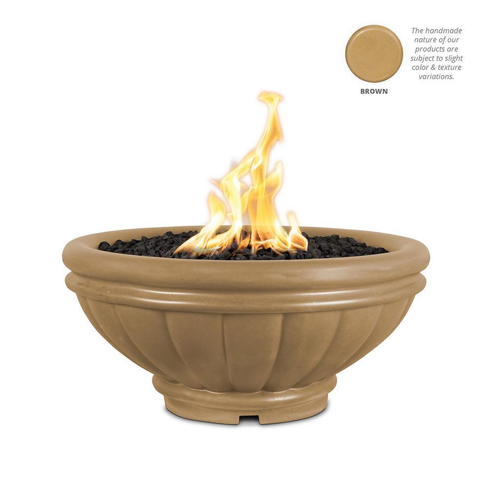 Top Fires Round Roma GFRC Gas Fire Pit in Brown
