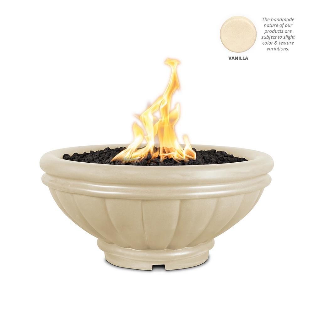 Top Fires Round Roma GFRC Gas Fire Pit in Vanilla
