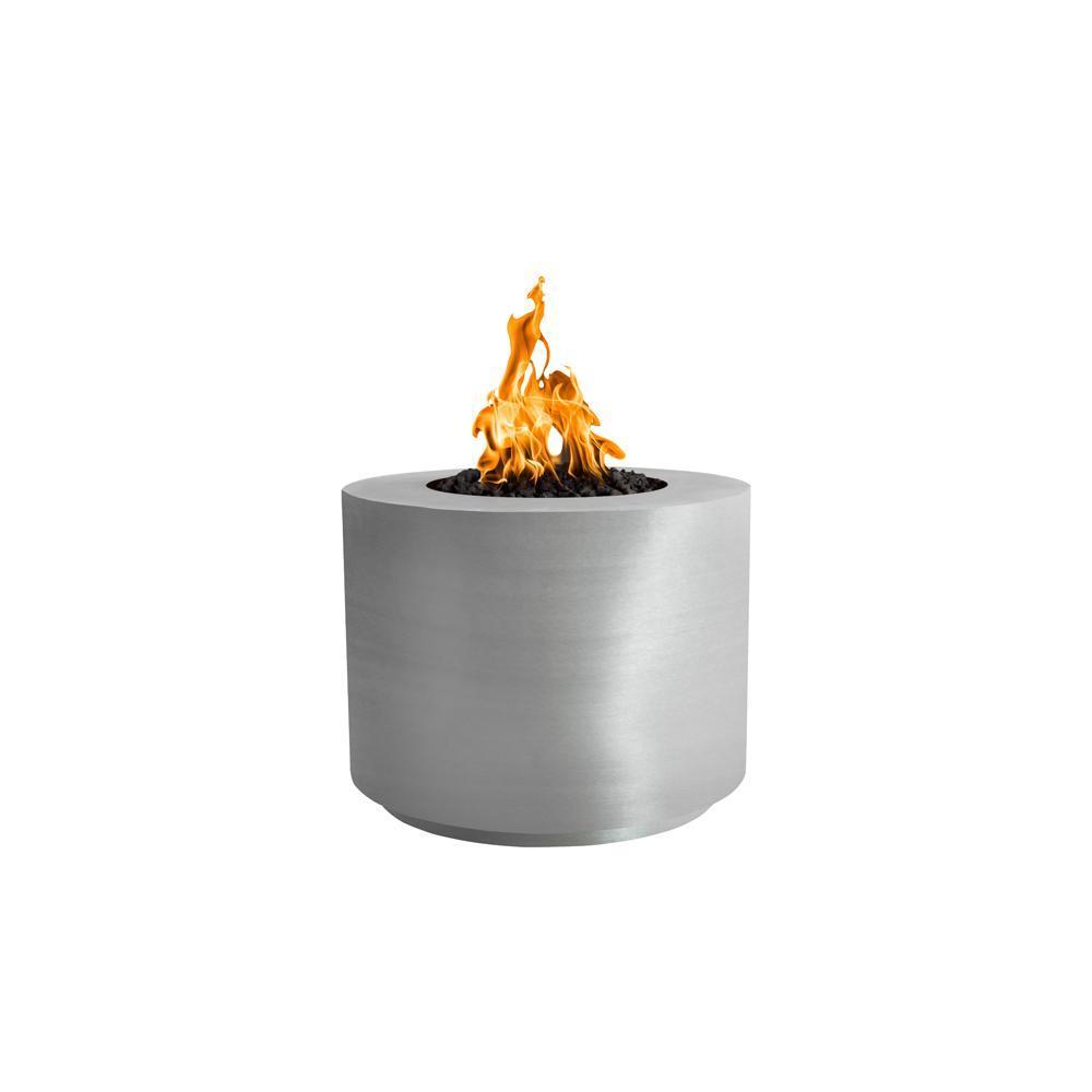 Top Fires Round Stainless Steel Gas Fire Pit - Match Lit
