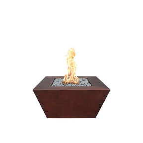 Top Fires Square Copper Gas Fire Pit - Match Lit