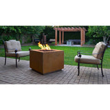 Top Fires Square Corten Steel Fire Pit in outdoor patio