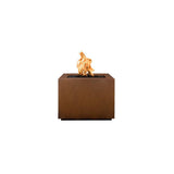 Top Fires Square Corten Steel Gas Fire Pit - Match Lit