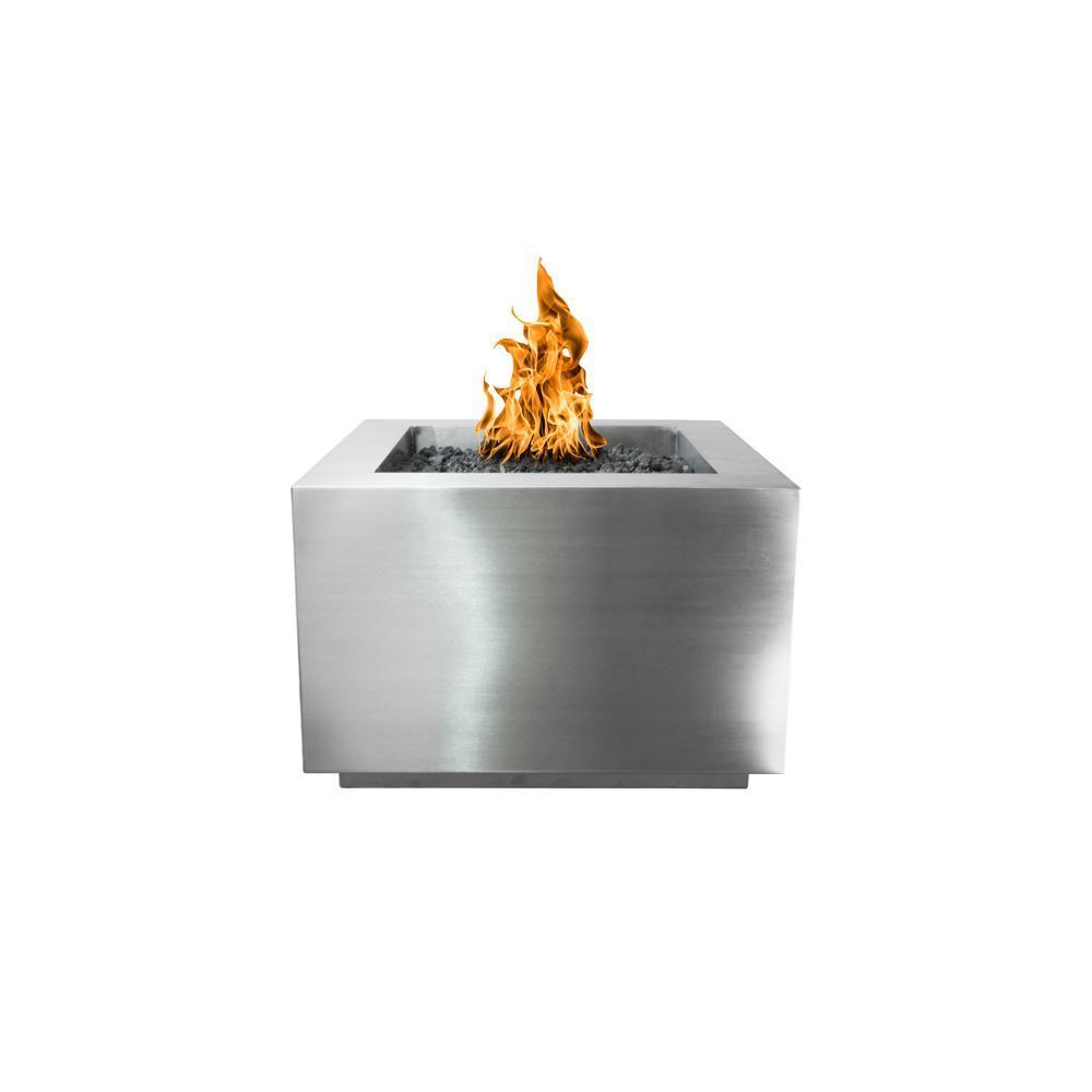 Top Fires Square Stainless Steel Gas Fire Pit - Match Lit