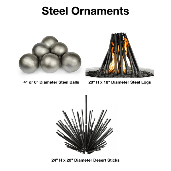 top fires steel ornaments - installation view