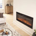 Touchstone Sideline 45-Inch Recessed Electric Fireplace (#80025) Built into Wall in Living Room
