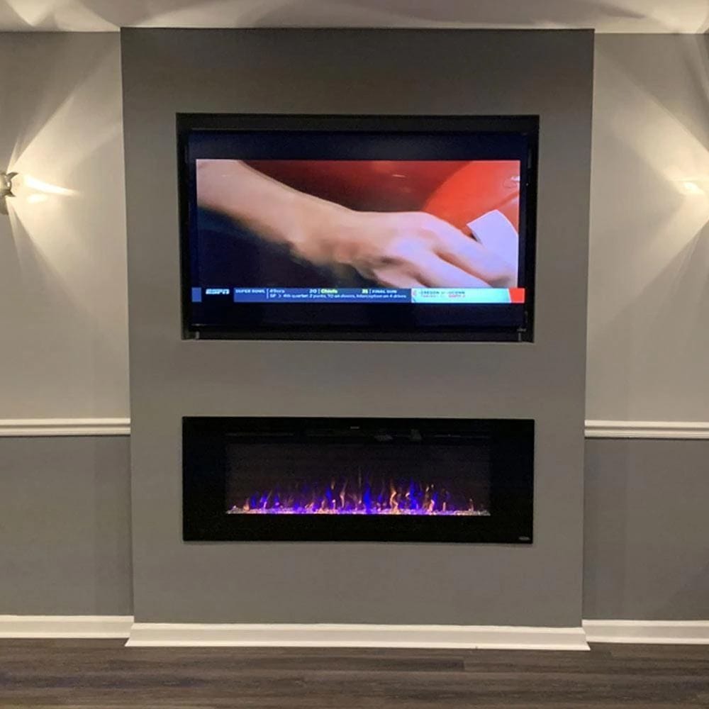 Touchstone Sideline 60-Inch Recessed Electric Fireplace Beneath TV