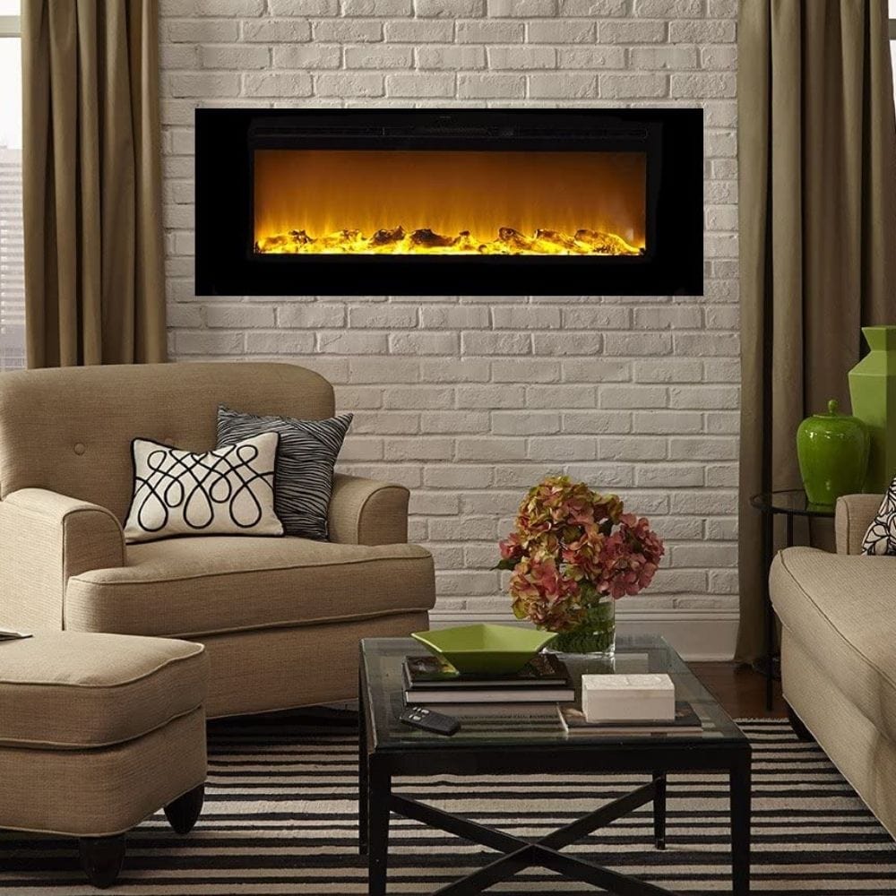 Touchstone Sideline 60-Inch Recessed Electric Fireplace in Living Room