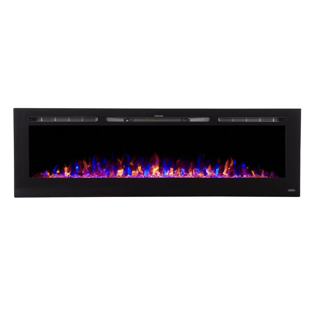 Touchstone Sideline 72-Inch Recessed Electric Fireplace Multicolor Flame with fire glass
