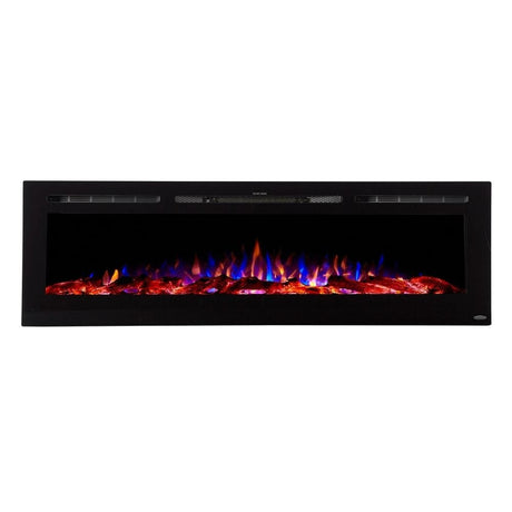 Touchstone Sideline 72-Inch Recessed Electric Fireplace Multicolor Flame with logs