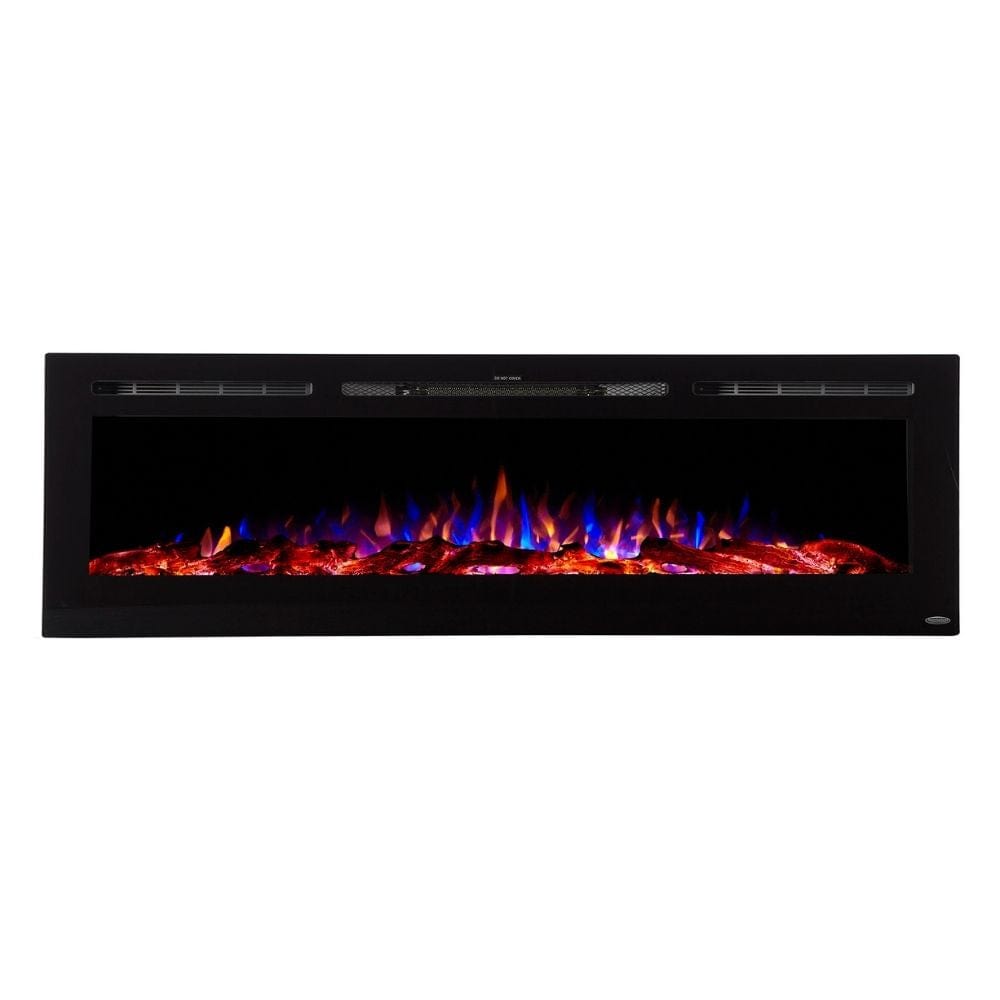 Touchstone Sideline 72-Inch Recessed Electric Fireplace Multicolor Flame with logs