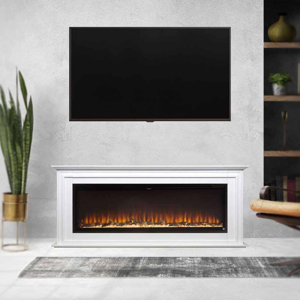 Touchstone Sideline Elite Electric Fireplace with White Mantel in Contemporary Living Room