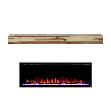 Touchstone Sideline Elite 60-Inch Electric Fireplace with Rustic Mantel in Natural Finish