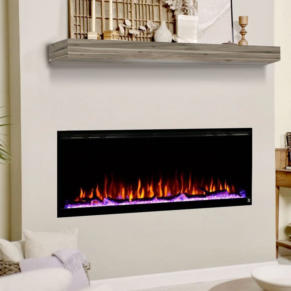 Sideline Elite Fireplace with Rustic Acacia Mantel — Modern Blaze