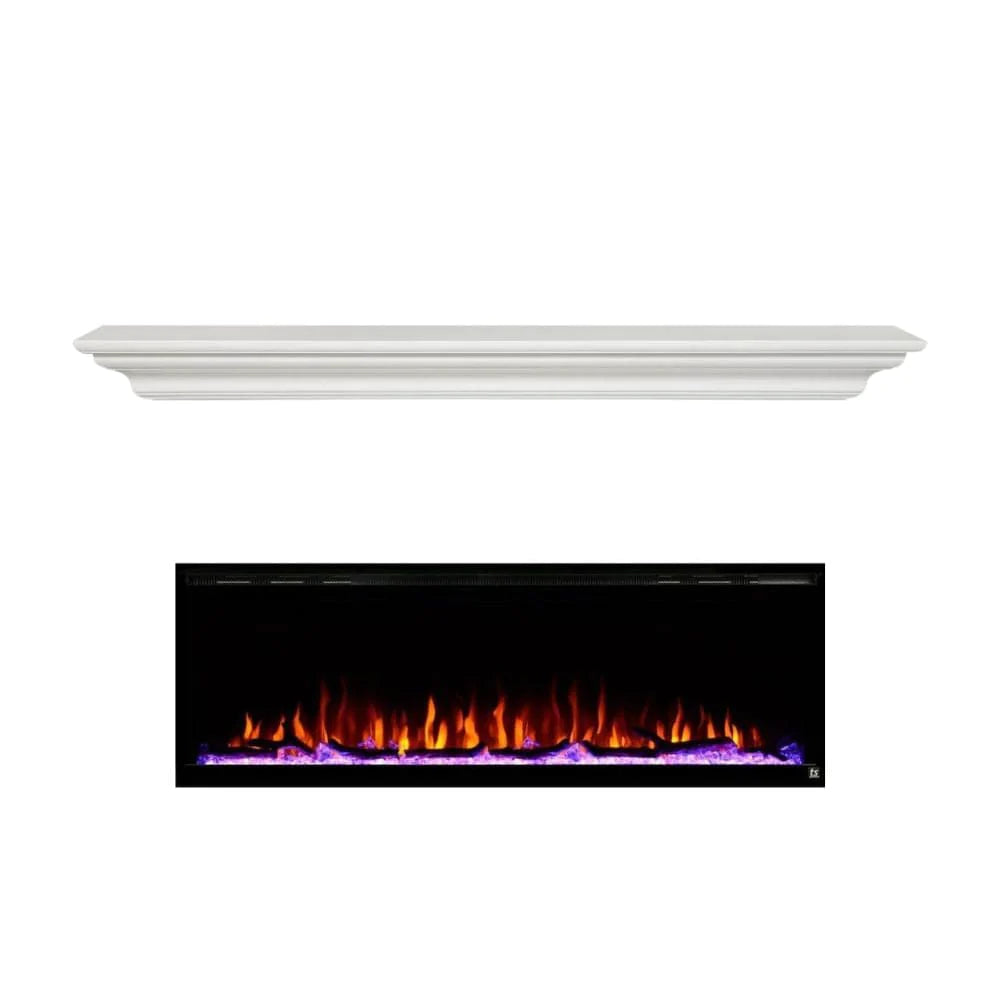 Touchstone Sideline Elite Electric Fireplace with white transitional mantel