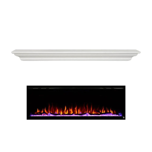 Touchstone Sideline Elite Electric Fireplace with white transitional mantel