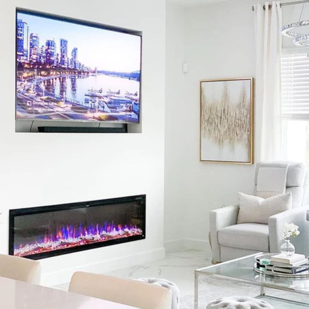 Touchstone Sideline Elite 60-Inch Outdoor WiFi Enabled Smart Electric Fireplace (80049) in Living Room