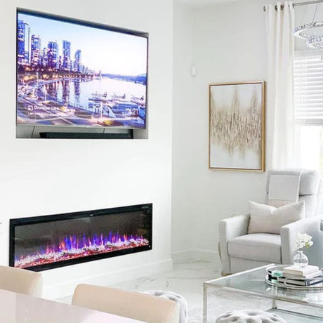 Touchstone Sideline Elite 60-Inch Outdoor WiFi Enabled Smart Electric Fireplace (80049) in Living Room