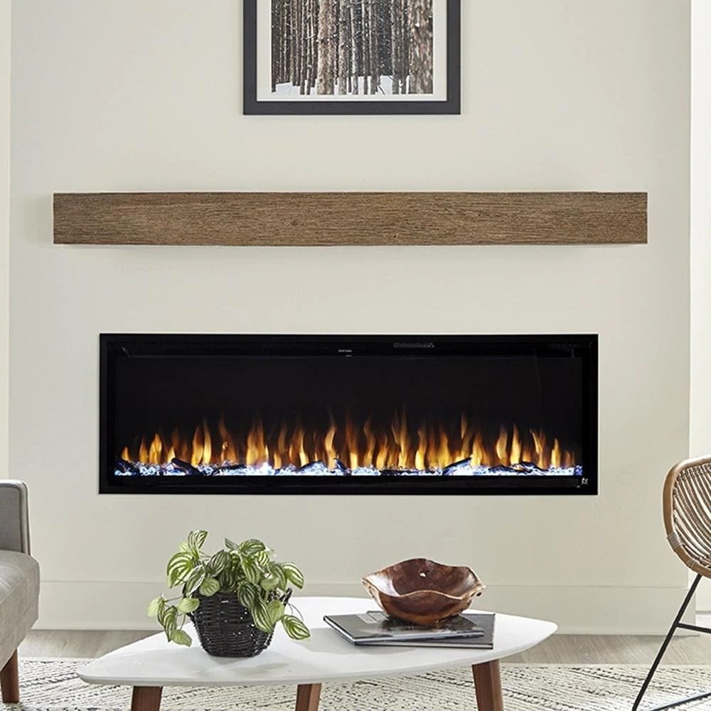 Touchstone Sideline Elite 60" Smart Electric Fireplace with Brown Mantel Shelf