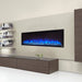 Touchstone Sideline Elite Electric Fireplace with blue flames in contemporary space